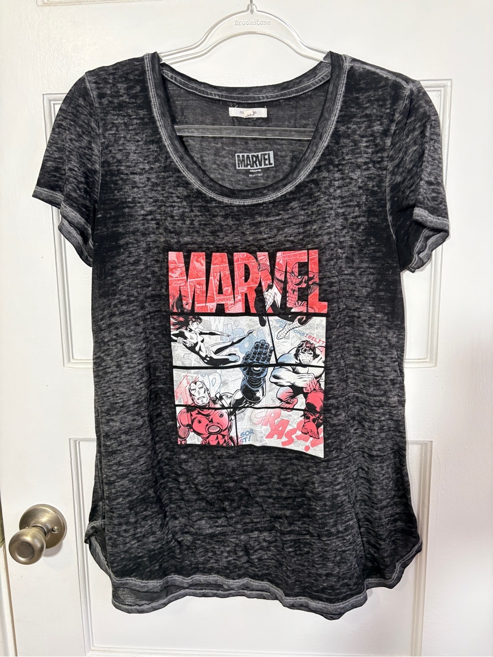 Marvel Black Short-Sleeve Graphic Tee with Red Print